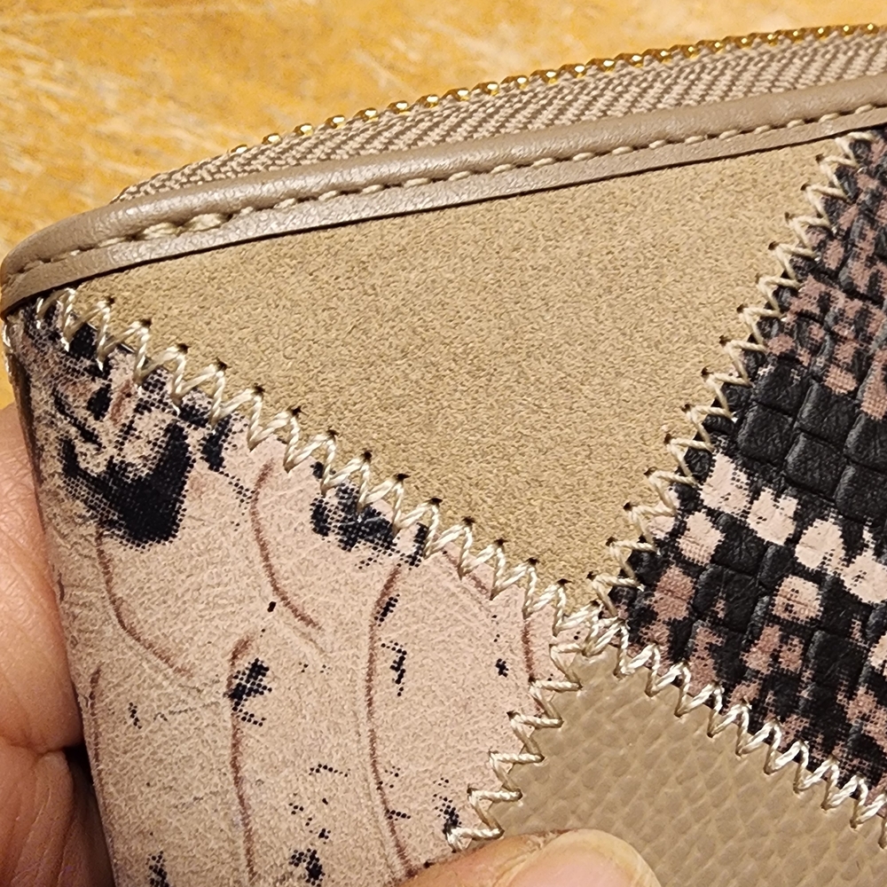 COACH Patchwork Zip Wallet in Taupe - Picture 7 of 15